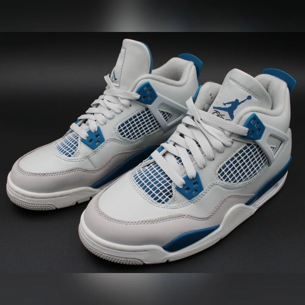 Air Jordan 4 Retro (GS) Off White/Military Blue 6.5Y - Picture 10 of 14